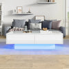 Coffee Table !SALE! High Gloss White LED Storage 2 Drawers Modern Living Room