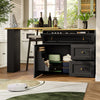 Extendable Bar Table Dining Table with Storage Cabinet & Rotating Shelves Black