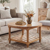 80cm Round Coffee Table 2-Tier Modern Wooden Accent Center Table for Living Room