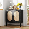 83cm 2 Door Rattan Buffet Cabinet Sideboard Storage Cupboard w/ Adjustable Shelf