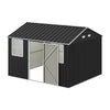 12FT x 10FT Galvanised Garden Tool Storage Shed with Lockable Door, Two Windows