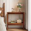 Solid Wood End Table 2-Tier Modern Sofa Side Table with Storage for Living Room