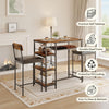 3PCS Dining Table Set w/ 2 Upholstered Bar Stool Wine Rack Kitchen Dining Room