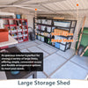 12x14FT Galvanized Metal Garden Shed Lockable Door Tool Storage shed, Anthracite