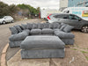 Cinema U SHAPE SOFA SALE , Brand New Grey cord Corner Sofa Bed With Footstool