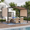 305 x 242 cm Retractable Pergola Large Garden Pergola with Sun Shade Beige