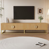 180cm TV Media Stand Unit w/ Wood Grain, 4 Cabinet Doors & Semi-Circular Handles
