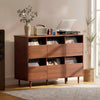 6-Drawer Large Storage Vinyl Record Player Stand Media Console Table Cabinet UK