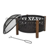 2-in-1 Outdoor Fire Pit Bowl with BBQ Grill Grate 30" Steel Heater with Spark Sc