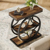 Industrial Side Table Narrow Small End Table with 3-Tier Storage for Living Ro