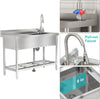 Commercial Stainless Steel Kitchen Sink Single Bowl Wash Basins Drainer Unit UK