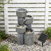 Stone Effect Fountain Solar Power LED Light Patio Water Feature Statues Outdoor