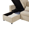 3-in-1 Chenille Sectional Sleeper Sofa Bed with Reversible Storage Chaise, USB