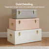 BTFY Metal Storage Trunks Set of 3 Grey White Blush Gold Hardware Chest
