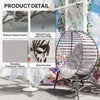 Egg Chair with Soft Cushion Steel Garden Basket Chair for Outdoor, Light Grey
