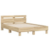 Bed Frame with LED Sonoma 137 x 190 cm Engineered Wood