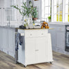 Kitchen Island Storage Cabinet Rolling Trolley with Rubber Wood Top
