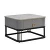 Square Nesting Coffee Table Set of 2 Stacking Side Tables with 2 Drawers Storage