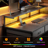 120 cm Computer Desk with Drawers, Gaming Table with LED Lights & Power Outlets
