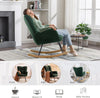 Nursing Rocking Chair Green Teddy Fabric Glider for Nursery Living Room