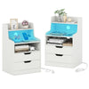 Modern Storage Dresser 2-Drawer Bedside Table with Open Shelf-White