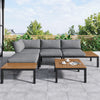 4 Seater Garden Furniture, Sectional L-Shaped Corner Sofa Set with Table, Grey