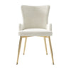Velvet Dining Chairs Set of 6, Beige Chairs With Gold Metal Legs for Dining Room