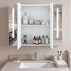 Double Door LED Bathroom Mirror Cabinet Cupboard With Side Shelves Wall Mounted