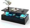 LED Coffee Table, High Gloss Cocktail Center Table with 20 RGB Light Colors, Adj