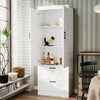 Kitchen Pantry Cupboard,Tall Storage Cabinet with 2 Doors 3 Shelves & 2 Sfakwkgc