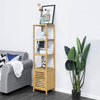 140cm Tall Bathroom Cabinet Freestanding Storage Unit w/ 3 Shelves Slim Cupboard
