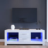 TV Table Stand Entertainment Unit Cabinet LED & Drawers White High Gloss 130cm