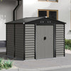 Grey Wood Grain Metal Garden Shed 8x7ft Outdoor Storage House with Foundation