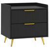 Bedside Table with 2 Drawers for Bedroom, Living Room, Black
