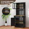 Kitchen Pantry Cabinet Freestanding Buffet Cupboard W/Adjustable Shelf-Black
