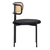 Dining Chairs Set of 4, with Rattan Backrest, Padded Seat & Metal Legs, Black