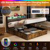 Wooden Ottoman Bed Frame 4ft6 Double Bed with Under Bed Storage and LED Lighting