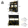 MULTI-PURPOSE KITCHEN STORAGE CABINET W/ CUPBOARD CABINETS DRAWERS SHELVES BLACK