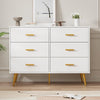 6 Drawer Dresser Modern Wooden Dresser with Gold Handle Chest of Drawers Storage