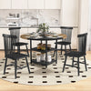 120 cm Round Wooden Kitchen Table Dining Table for 4-6 People-Black
