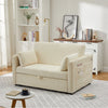 Modern Corduroy Sofa Bed 2-Seater Pull-Out Loveseat Sleeper w/ USB Ports