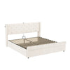 King Bed Storage Bed Frame w/ Diamond Tufted Headboard, USB-C Charging, Beige