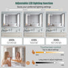 Double Door LED Bathroom Mirror Cabinet Cupboard With Side Shelves Wall Mounted