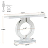 43-Inch Mirrored Console Table with O-Shaped Base, Modern Silver Entryway Table