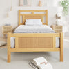 Wooden Bed Frame 3ft Single Bed Pine Wood with Rattan Headboard & Footboard