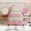 Single Bed Frame 3ft PU Leather Upholstered Bed with Adjustable Headboard Pink