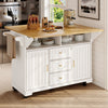 Kitchen Island on Wheels Rolling Storage Trolley with Extendable Worktop, White
