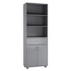 5 Tier Wooden Free Standing Display Cabinet Bookcase Wide Shelves Drawer Storage