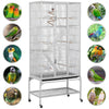175cm Extra Large Bird Cage Rolling Metal Parrot Cage Pet Cage with Stand