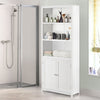 Wooden Tall Bookcase 3-Tier Shelving Storage Cabinet 2 Doors Display Organizer